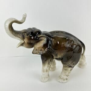 Vintage Royal Dux 10" Elephant Sculpture Figurine Trunk Up Czechoslovakia